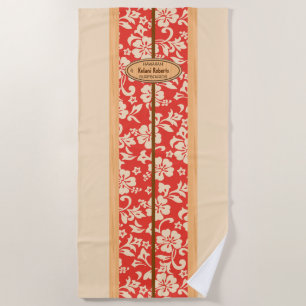 Toalha De Praia Mokuleia Hawaiai Faux Wood Monograma Surfboard