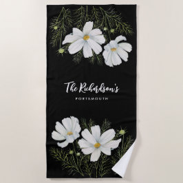 Toalha De Praia Mola-d-água Branca de Cosmos Flores Botânicas