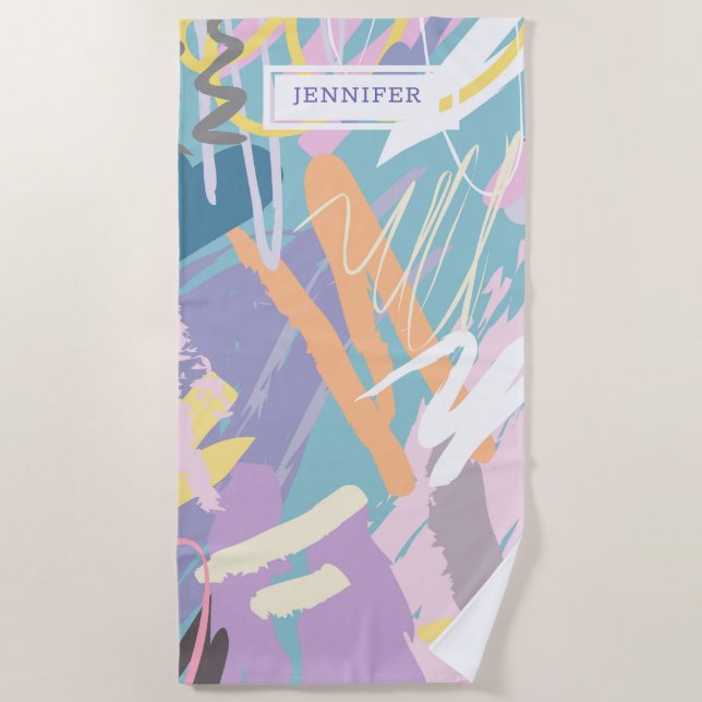 Toalha De Praia Molho de aquarelas escova fundo artístico (Frente)