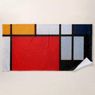 Toalha De Praia Mondrian - Composição com grande plano vermelho