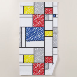 Toalha De Praia Mondrian Rabiscos Minimalista Arte Moderna De Stij