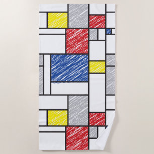 Toalha De Praia Mondrian Rabiscos Minimalista Arte Moderna De Stij