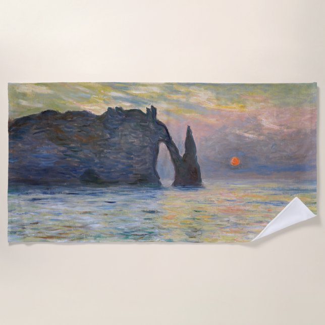Toalha De Praia Monet - Manneport, Cliff em Etretat, Sunset (Frente)