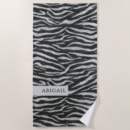 Toalha De Praia Monochrome Animal Print and Name