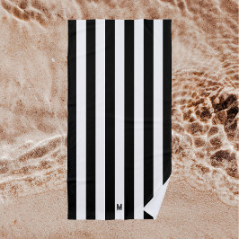 Toalha De Praia Monocromo, preto e branco, Monograma de distribuiç