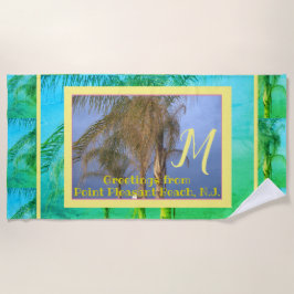 Toalha de Praia Monogram Palm Trees N.J.