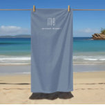 Toalha De Praia Monograma Azul Moderno Dusty<br><div class="desc">Toalha de praia de Monograma Azul,  Moderno e Personalizada.</div>