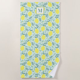 Toalha De Praia Monograma botânico de limão