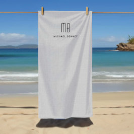 Toalha De Praia Monograma Cinza Moderno