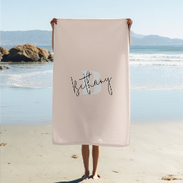 Toalha De Praia Monograma Cor-de-Rosa Espelho Moderno Elegante