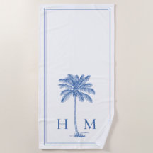 Monograma da árvore palmó azul-costeira e branco