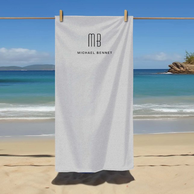 Toalha De Praia Monograma de Cinzas Moderna (Modern Gray Monogram Beach Towel

)