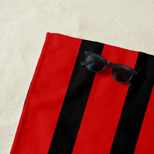 Toalha De Praia monograma de grandes estilos negros e vermelhos (In Situ)