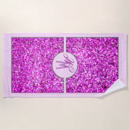 Toalha De Praia Monograma De Lítio Rosa Elegante