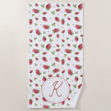 Monograma de Morango de Aquarela