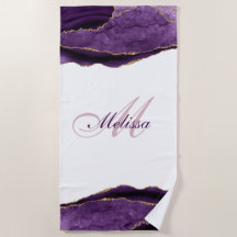 monograma de tendência ouro e agato roxo