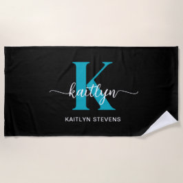 Toalha De Praia Monograma de Teto Preto