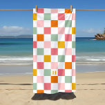 Toalha De Praia Monograma do quadro de verificação multicores Boho<br><div class="desc">Design sua toalha de praia personalizada em qualquer combinação de cores. Use as ferramentas de design para alterar as cores do padrão de verificação de retrorreflectores de tendências e adicione seu próprio texto para incluir um nome, um texto inicial de monograma ou outro texto especial. Todo produto é feito para...</div>