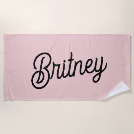 Toalha De Praia Monograma e Nome Moderno Pink Pidroso Blush