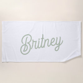 Toalha De Praia Monograma e Nome Personalizados Verde do Modern Sa