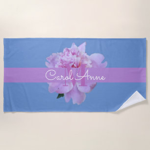 Toalha De Praia Monograma Floral Cor-de-rosa Azul Roxo 