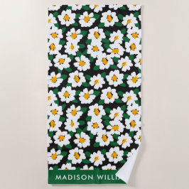 Toalha De Praia Monograma Flores Elegante Na moda Beach Towel