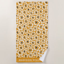 Toalha De Praia Monograma Flores Elegante Na moda Beach Towel