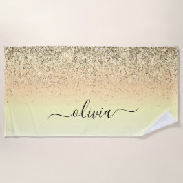 Toalha De Praia Monograma Glitter de Luxo Dourado