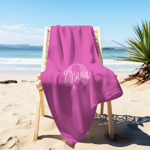 Toalha De Praia Monograma Legal Fresco Monocromático Rosa Moderno