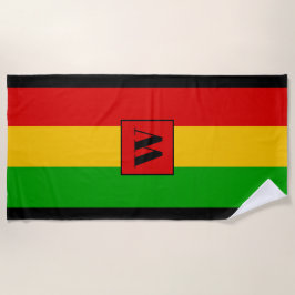 Toalha De Praia Monograma Listrado Colorido Bandeira Rasta Reggae