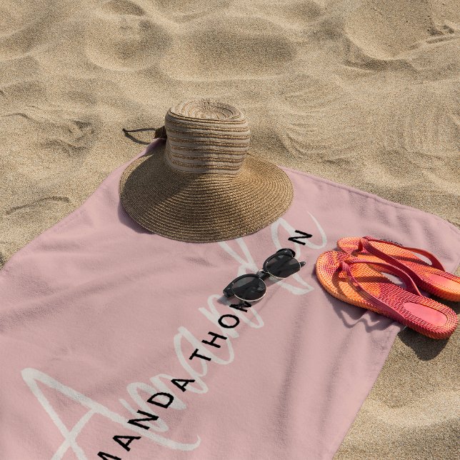 Toalha De Praia Monograma Moderno Elegante Personalizado Com Nome (Criador carregado)