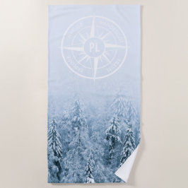 Toalha De Praia Monograma monograma de emblem em estrela de compas