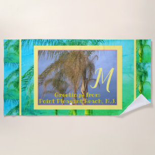Toalha De Praia Monograma Palm Trees N.J. Beach Towel