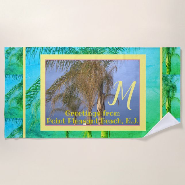 Toalha De Praia Monograma Palm Trees N.J. Beach Towel (Frente)