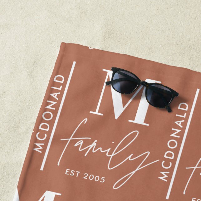 Toalha De Praia Monograma personalizado família mínima moderna de  (In Situ)