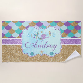 Toalha De Praia Monograma Personalizado Sereia de Praia