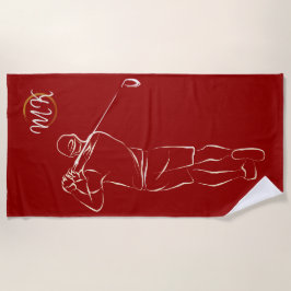 Toalha De Praia Monograma Personalizado Único Legal Mens Vermelho 
