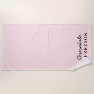 Toalha De Praia Monograma Rosa Corado Moderno Minimalista Arte Fem