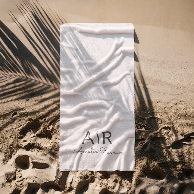 Toalha De Praia Monograma Rosa Personalizado (Criador carregado)