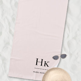 Toalha De Praia Monograma - Simples - Cor - de-rosa - Blush Chic