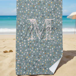 Toalha De Praia Monograma Terrazzo Personalizado