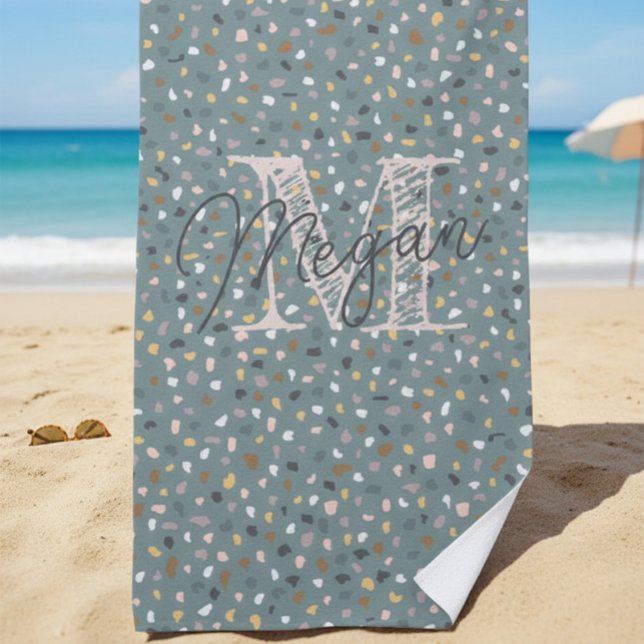 Toalha De Praia Monograma Terrazzo Personalizado (Criador carregado)
