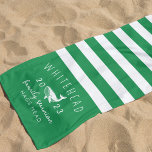 Toalha De Praia Monograma Verde de Baleia Náutica<br><div class="desc">Traga o Oceano para casa com a nossa Torre Náutica de Praia Monograma Experimente a magia do oceano desde o seu banheiro com a nossa Torre de Praia Monograma da Stripe de Baleia Náutica. Com suas cores vibrantes, baleias encantadoras, e toque personalizado, esta toalha não é apenas uma necessidade prática,...</div>