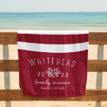 Toalha De Praia Monograma Vermelho de Stripe de Octopus Náutico<br><div class="desc">Mergulhe no Luxo de Praia: A Toalha Náutica de Golpe de Monograma na Praia Eleva o seu jogo de praia com a nossa Torre de Praia Náutica de Polvo Stripe Monograma! As cores marcantes desta toalha e o design único de polvo irão garantir que se sobressaem na areia. Perfeito para...</div>