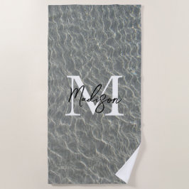 Toalha De Praia Monogramas de água e areia do oceano de praia