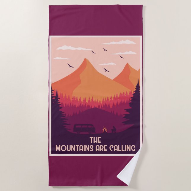 Toalha De Praia Montanhas estão chamando (Frente)