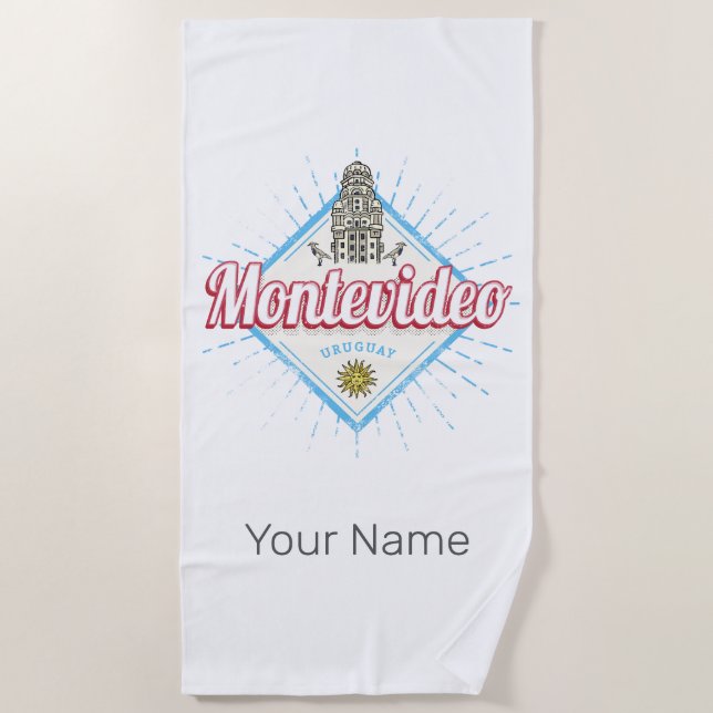 Toalha De Praia Montevideo City Uruguai Palacio Salvo Souvenir (Frente)