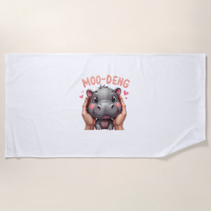 Toalha De Praia Moo-Deng Baby Pygmy Hippo Cute Baby Hippo Moodeng