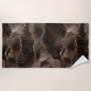 Toalha De Praia Moody Bronze Agate Ouro Sepia Taupe Brown