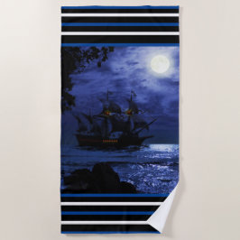 Toalha De Praia Moonlight Pirates Ship Beach Towel